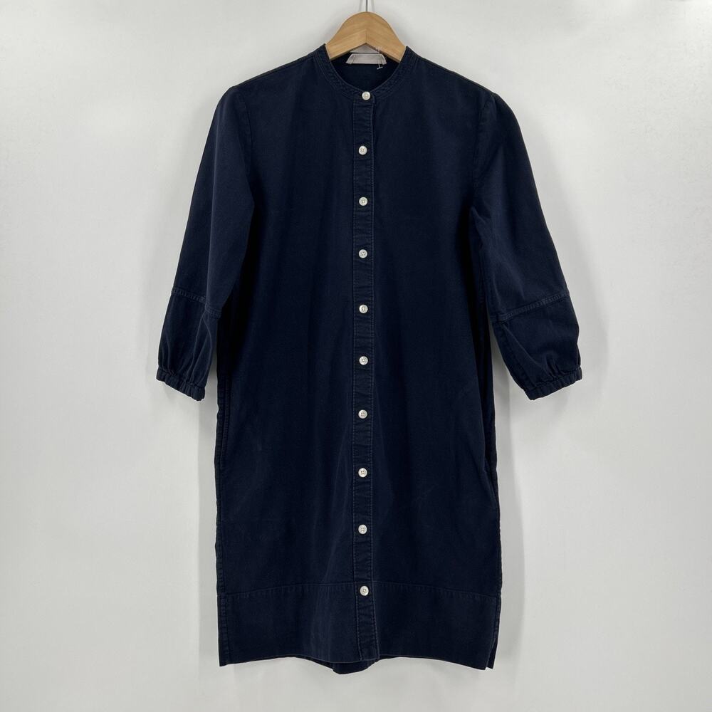 Everlane Navy Shirt Dress Womens Size 2 Cotton Pockets Minimalism Corduroy